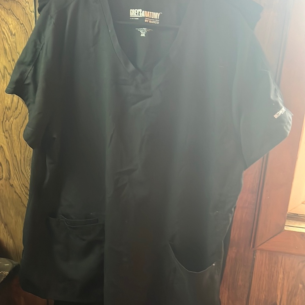 Greys Anatomy by Barco Active Black scrub set 3XL petite drawstring bottoms